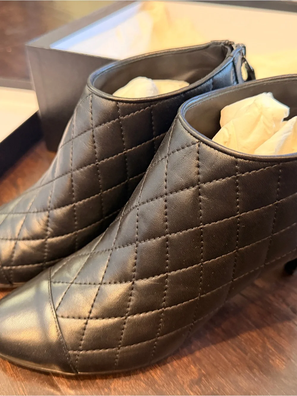 Chanel Lambskin Short Boots Size 6.5 $1325 MSRP